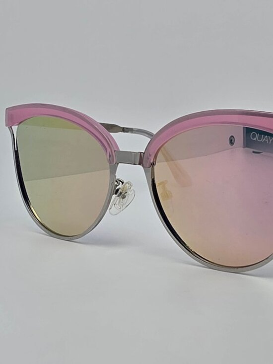 Quay Australia Star Dust Silver Pink Frame Pink Mirror Lens Cat Eye Sunglasses main image 8